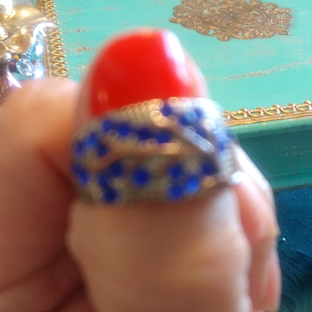 Blue Diamond Silver Ring